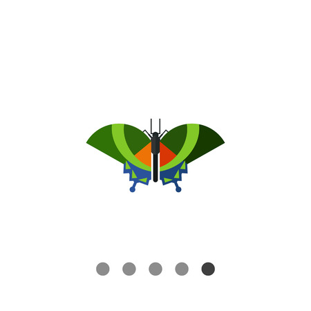 Multicolored vector icon of green butterfly with blue stripesのイラスト素材