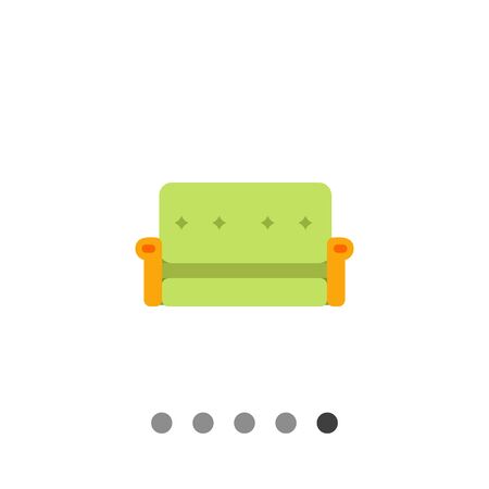 Multicolored vector icon of green couch with yellow armrestsのイラスト素材