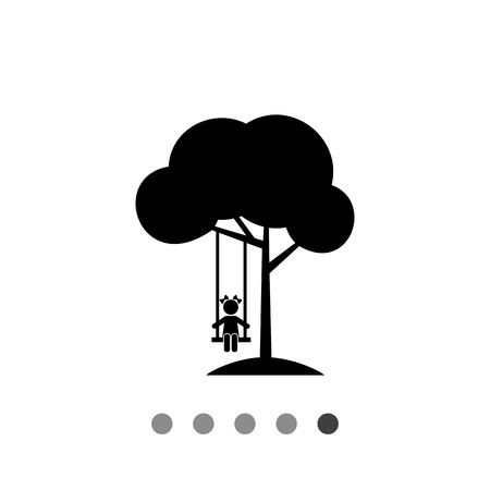 Girl on swing. Childhood, play ground, entertainment. Childhood concept. Can be used for leisure activity, entertainment, childhoodのイラスト素材