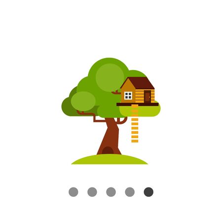 House on tree with ladder. Childhood, home, shelter. House concept. Can be used for topics like construction, childhood, architecture.のイラスト素材