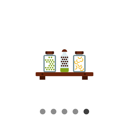 Vector icon of jars with peas and pasta on shelfのイラスト素材