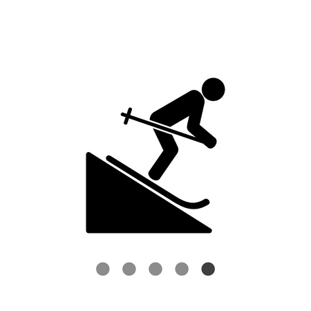Man skiing downhill. Fun, leisure, mountain. Skiing concept. Can be used for topics like sport, lifestyle, travel.のイラスト素材