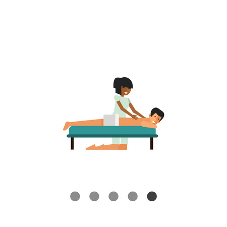 Multicolored vector icon of Asian woman massaging young manのイラスト素材
