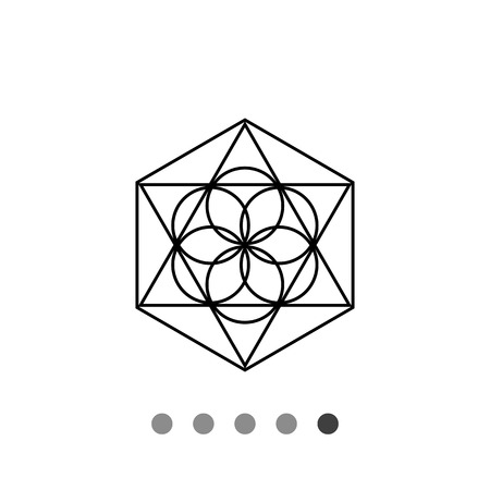 Monochrome vector icon of abstract geometric circle and polygon elements representing philosophyのイラスト素材