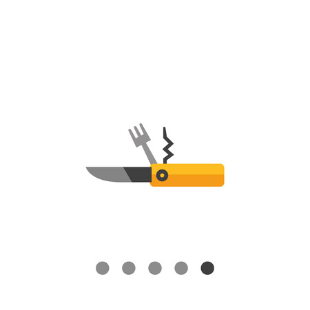 Multicolored vector icon of pocket knife, fork and corkscrewのイラスト素材