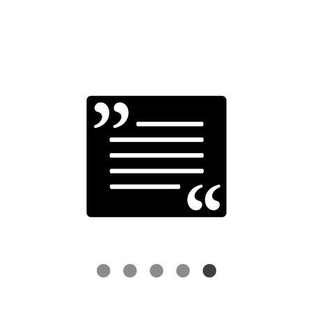 Monochrome vector icon of paper sheet with text lines with quotation marksのイラスト素材