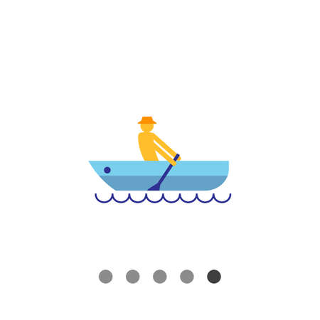 Icon of man's silhouette rowing in boatのイラスト素材