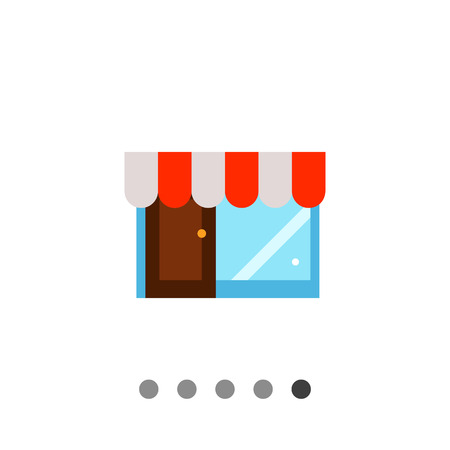 Multicolored vector icon of shop building with door and windowのイラスト素材