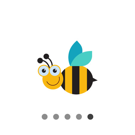 Vector icon of cute smiling cartoon beeのイラスト素材