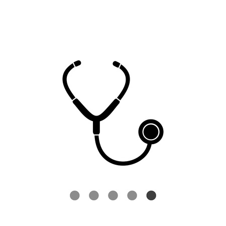 Stethoscope simple icon. Black vector illustration of doctors instrument used for auscultationのイラスト素材