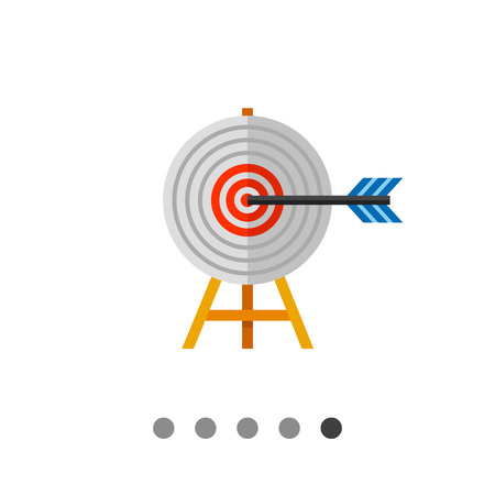 Multicolored vector icon of target on wooden stand with arrow representing targeting conceptのイラスト素材