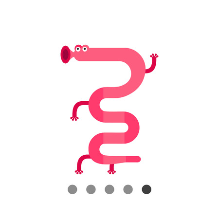 Virus cartoon character flat icon. Multicolored vector illustration of microorganism in form of rod-like bacteriumのイラスト素材