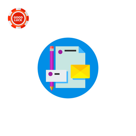 Paper sheet, envelope, business card and pencil. Pattern, company, print. Brand identity concept. Can be used for topics like business, advertisement, management.のイラスト素材