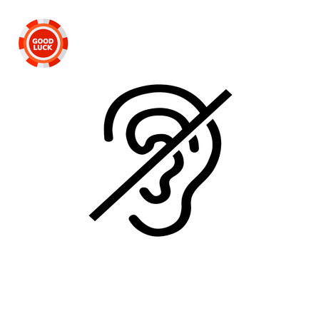 Crossed out ear. Invalid, silence, sense. Disabled concept. Can be used for topics like medicine, health, marketing.のイラスト素材