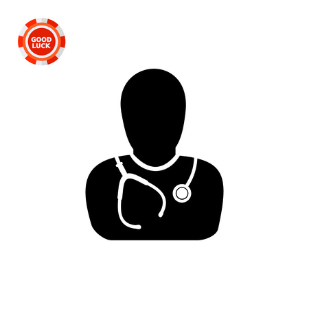 Doctor silhouette with stethoscope. Professional, hospital, care. Doctor concept. Can be used for topics like medicine, health, healthcare.のイラスト素材