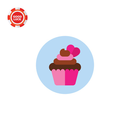 Cupcake with heart in circle. Sweet, romantic, delicious. Cake concept. Can be used for topics like cooking, confectionery, food.のイラスト素材