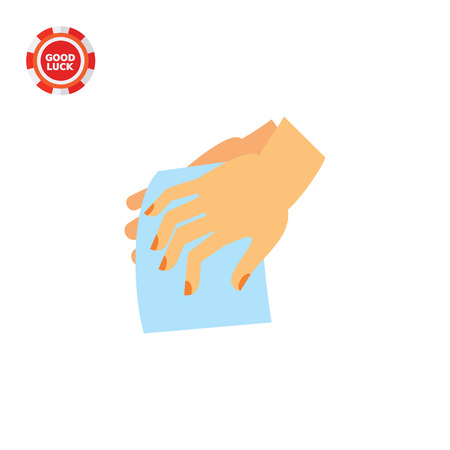 Hands drying with cloth. Clean, wet, habit. Washing hands concept. Can be used for topics like hygiene, health, healthcare.のイラスト素材