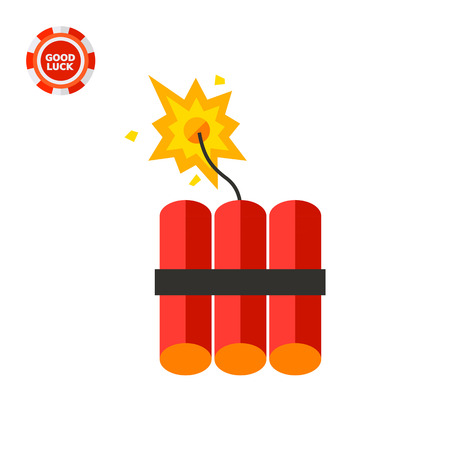 Batch of dynamite sticks with burning fuse. Danger, burst, terror. Explosion concept. Can be used for topics like terrorism, weapon, security, violence.のイラスト素材