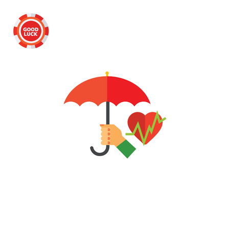 Hand holding umbrella above heart. Hospital, protection, care. Health insurance concept. Can be used for topics like medicine, health, healthcare.のイラスト素材