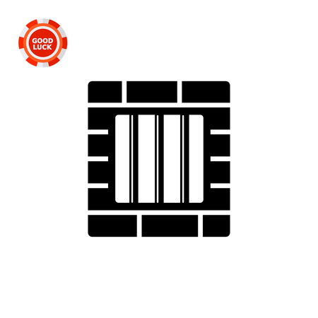 Monochrome vector icon of brick wall and window with prison bars representing jailのイラスト素材