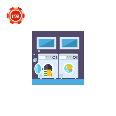 Two washing machines. Laundry, service, clean. Washing concept. Can be used for topics like chemistry, housekeeping, technology.のイラスト素材