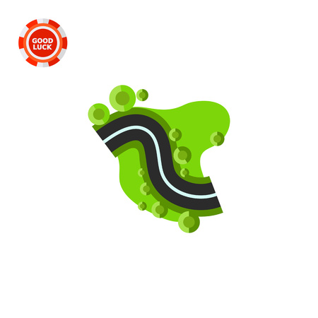 Illustration of road and grass. Traffic, top view, ecology, travelling. Road concept. Can be used for topics like traffic, ecology, travelのイラスト素材