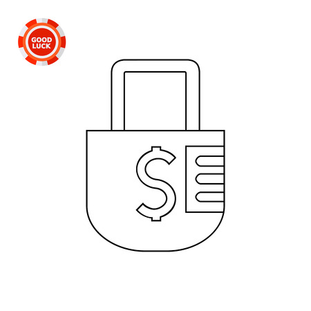 Padlock with dollar sign. Metaphor, safety, money. Lock concept. Can be used for topics like finance, business, banking.のイラスト素材