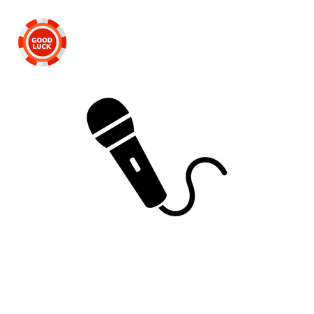 Monochrome vector icon of electric microphone with wireのイラスト素材