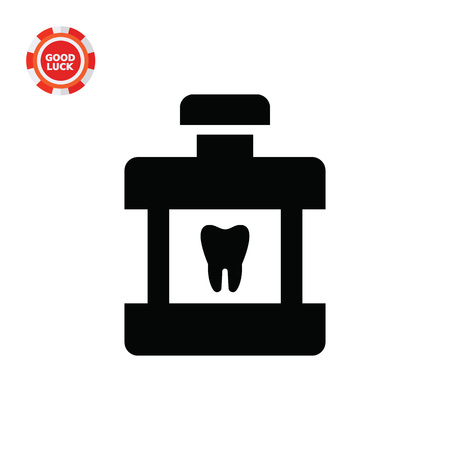 Bottle with tooth picture. Hygiene, dental, care. Teeth concept. Can be used for topics like anatomy, dentistry, health, medicine.のイラスト素材