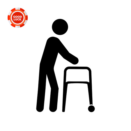 Person with walker. Aid, care, disability. Disabled concept. Can be used for topics like medicine, health, technology.のイラスト素材