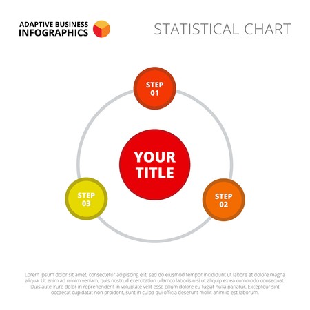 Three step diagram. Process chart. Element of presentation, circle diagram. Concept for infographics, business templates, reports. Can be used for topics like marketing analysis, strategy, planningのイラスト素材
