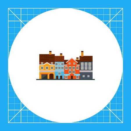 Vector icon of several multicolored houses frontsのイラスト素材