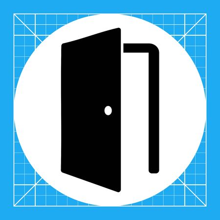 Monochrome vector icon of open door with knobのイラスト素材