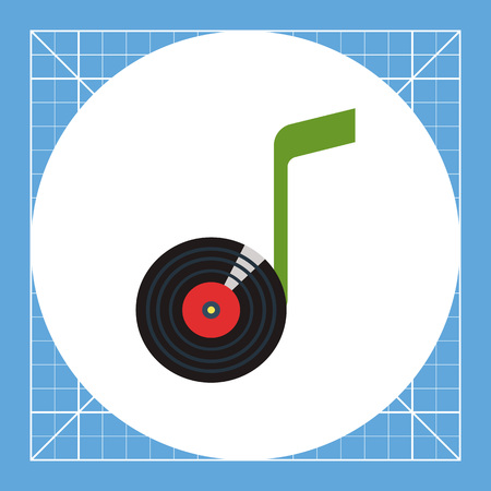 Note vinyl disk. Sound, record, listening. Music concept. Can be used for topics like music, entertainment, technology.のイラスト素材
