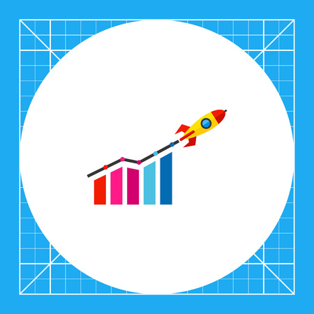 Rising bar chart and rocket. Project, profit, idea. Startup growth concept. Can be used for topics like business, technology, marketing.のイラスト素材