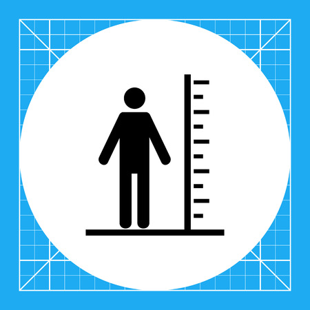 Tall man with scale. Tall man concept. Big, ability, strength. Can be used for topics like basketball, anthropometry, anthropology.のイラスト素材