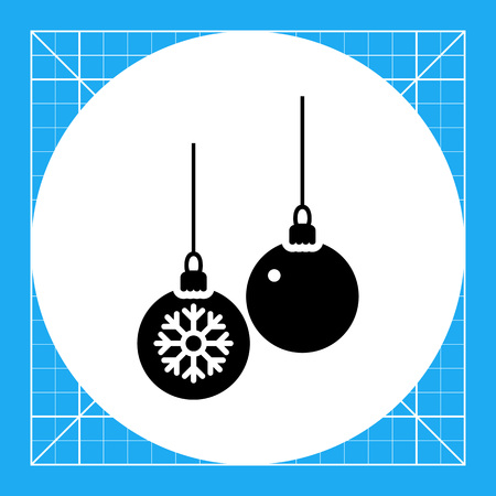 Two hanging Christmas balls. Beautiful, celebration, December. Christmas decoration concept. Can be used for topics like Christmas, New Years Day, holidays.のイラスト素材