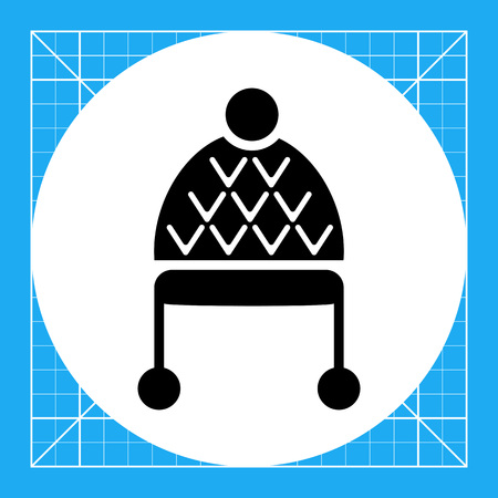 Vector icon of knitted winter hat with pomonsのイラスト素材