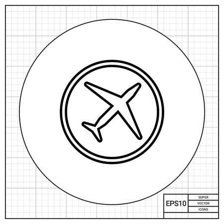 Icon of round airplane badgeのイラスト素材