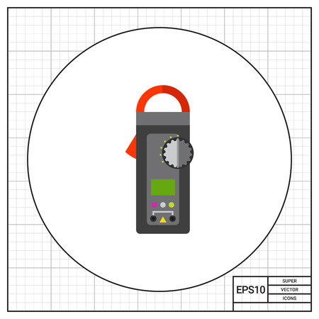 Digital clamp meter. Equipment, accuracy, voltage. Measurement concept. Can be used for topics like electricity, electronics, technology.のイラスト素材