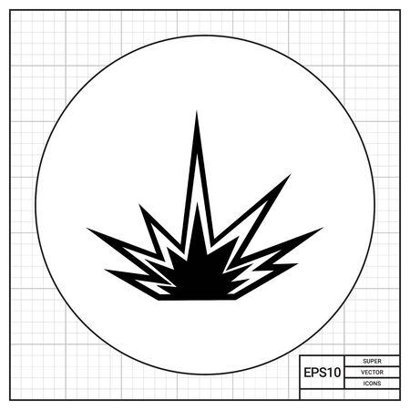 Monochrome vector icon of explosion, outburst of fire and lightのイラスト素材