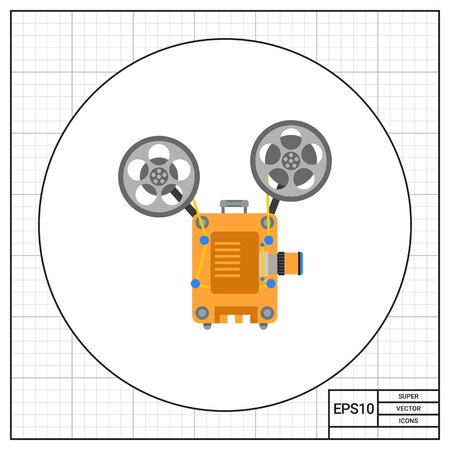 Illustration of film projector. Cinema, equipment, movie. Cinema concept. Can be used for topics like entertainment, cinema, movieのイラスト素材