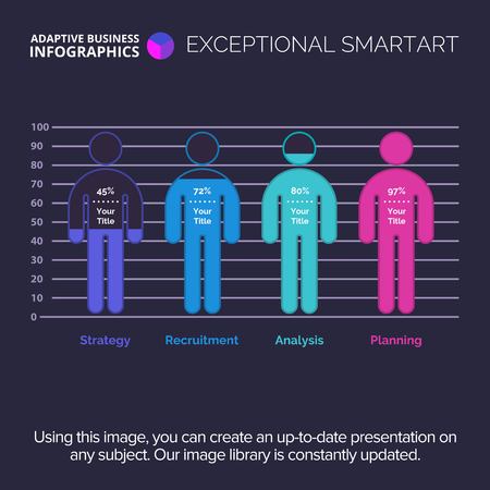 Human body chart. Element of brochure, presentation, bar chart. Concept for business infographics, templates, reports. Can be used for topics like marketing analysis, finance, business strategyのイラスト素材