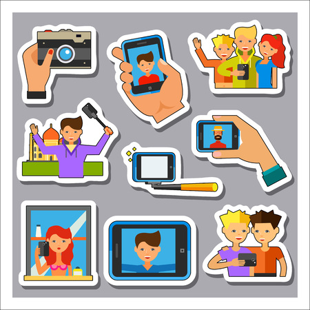 Selfie icon setの写真素材