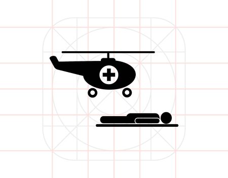 Air Ambulance and Patient Iconのイラスト素材