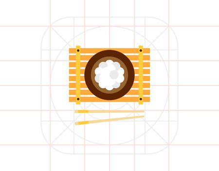 Bowl of rice with chopsticksのイラスト素材