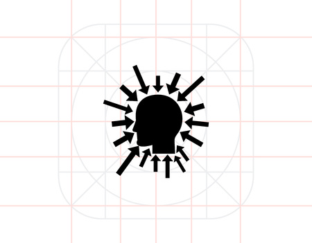 Executive manager icon. Vector illustration of head silhouette with coming thoughtsのイラスト素材