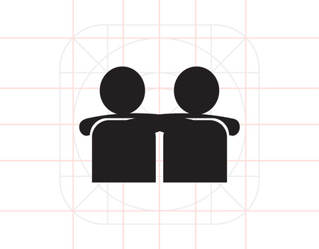 Vector icon of two men silhouettes embracing each otherのイラスト素材