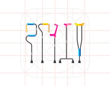 Five Different Types of Crutches Iconのイラスト素材