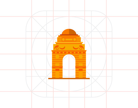 Indian gate. Landmark, traditional, building. India concept. Can be used for topics like culture, architecture, history.のイラスト素材